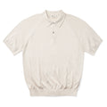Short Sleeve Knit Polo in Cream, front