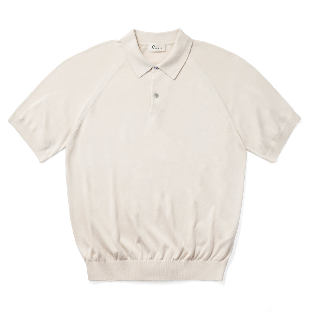 Short Sleeve Knit Polo in Cream, front