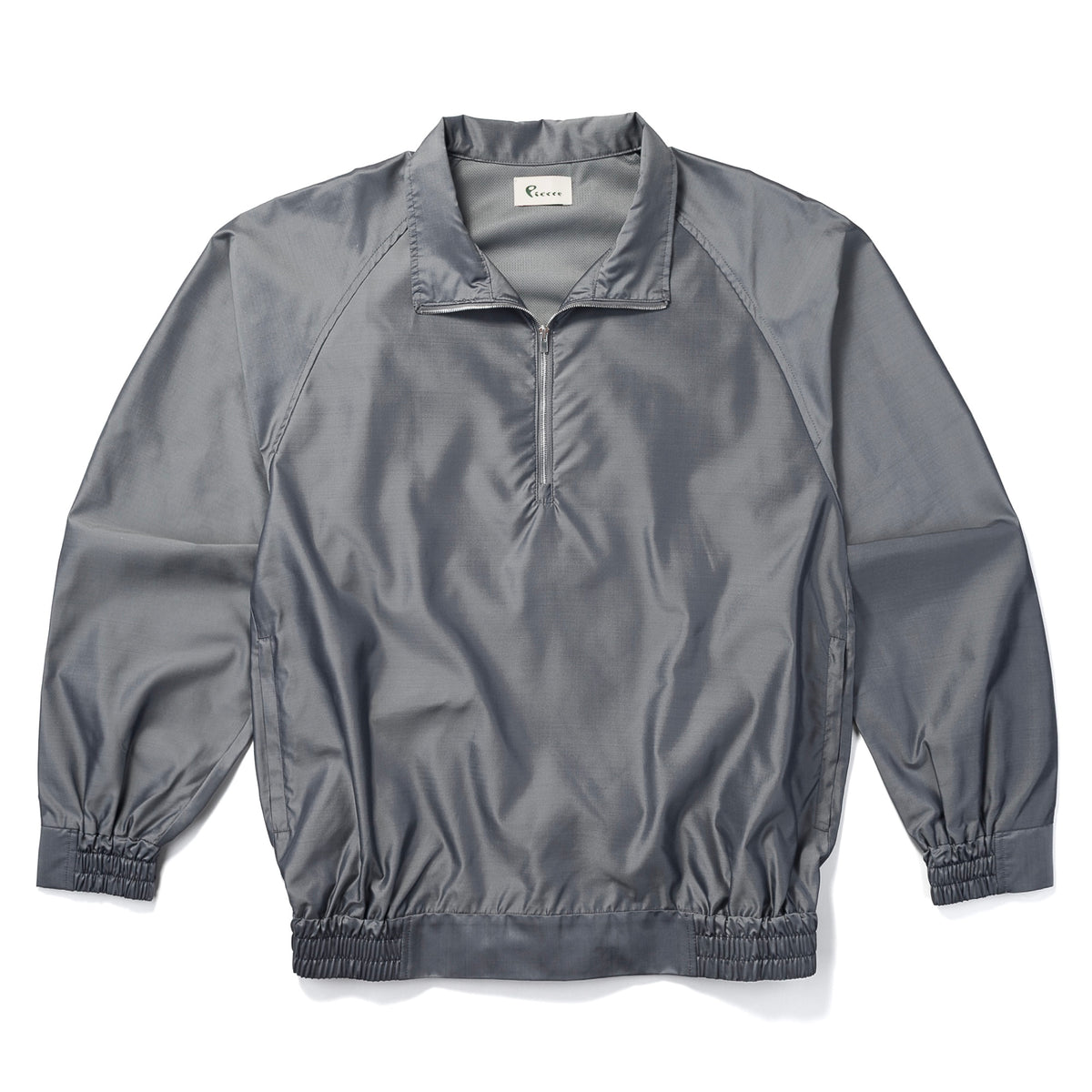 Silk & Nylon Quarter Zip Jacket in Gray, front