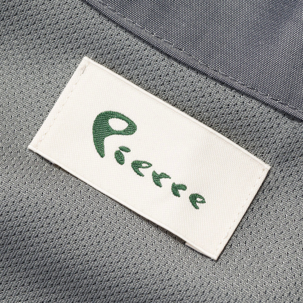 Silk & Nylon Quarter Zip Jacket in Gray, label