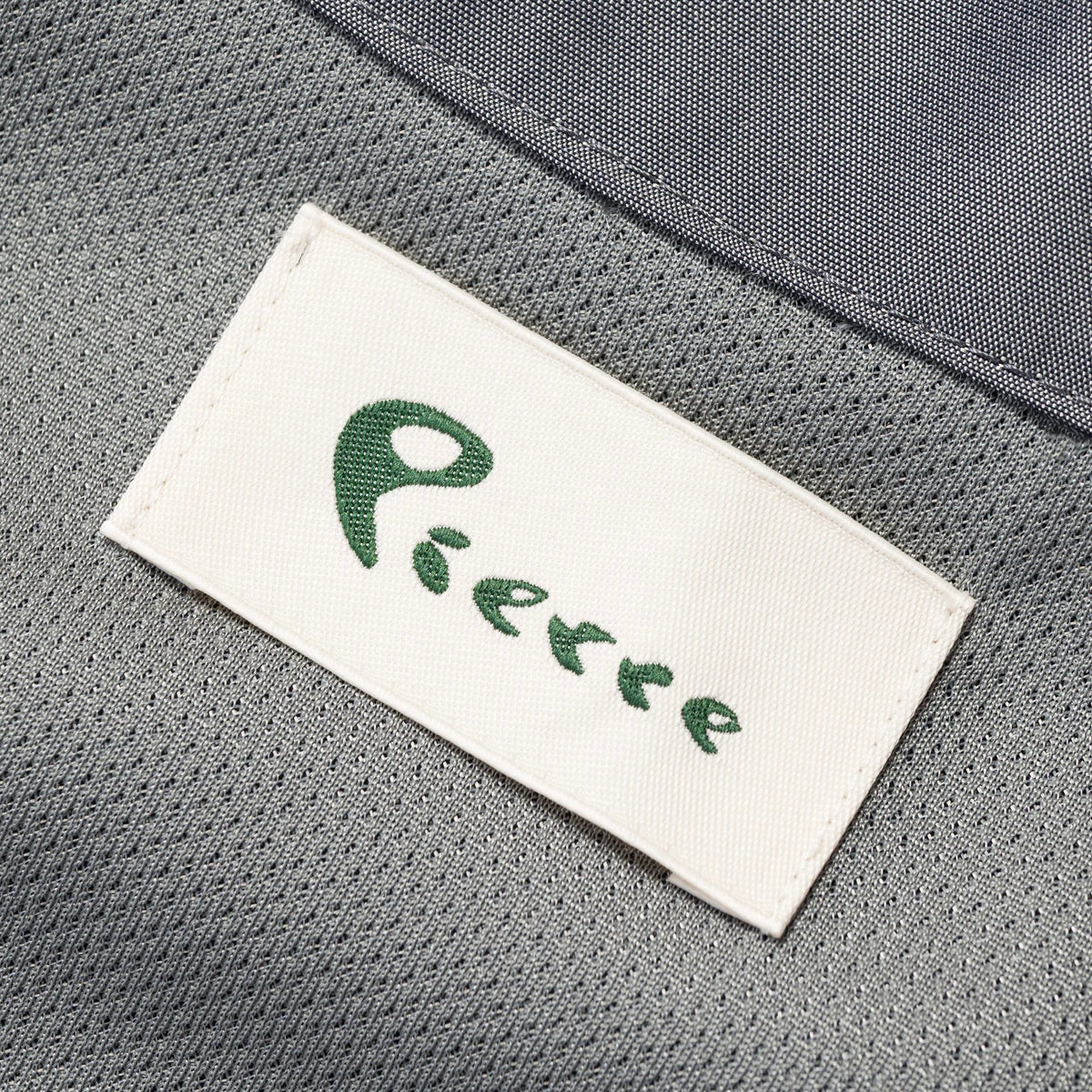 Silk & Nylon Quarter Zip Jacket in Gray, label