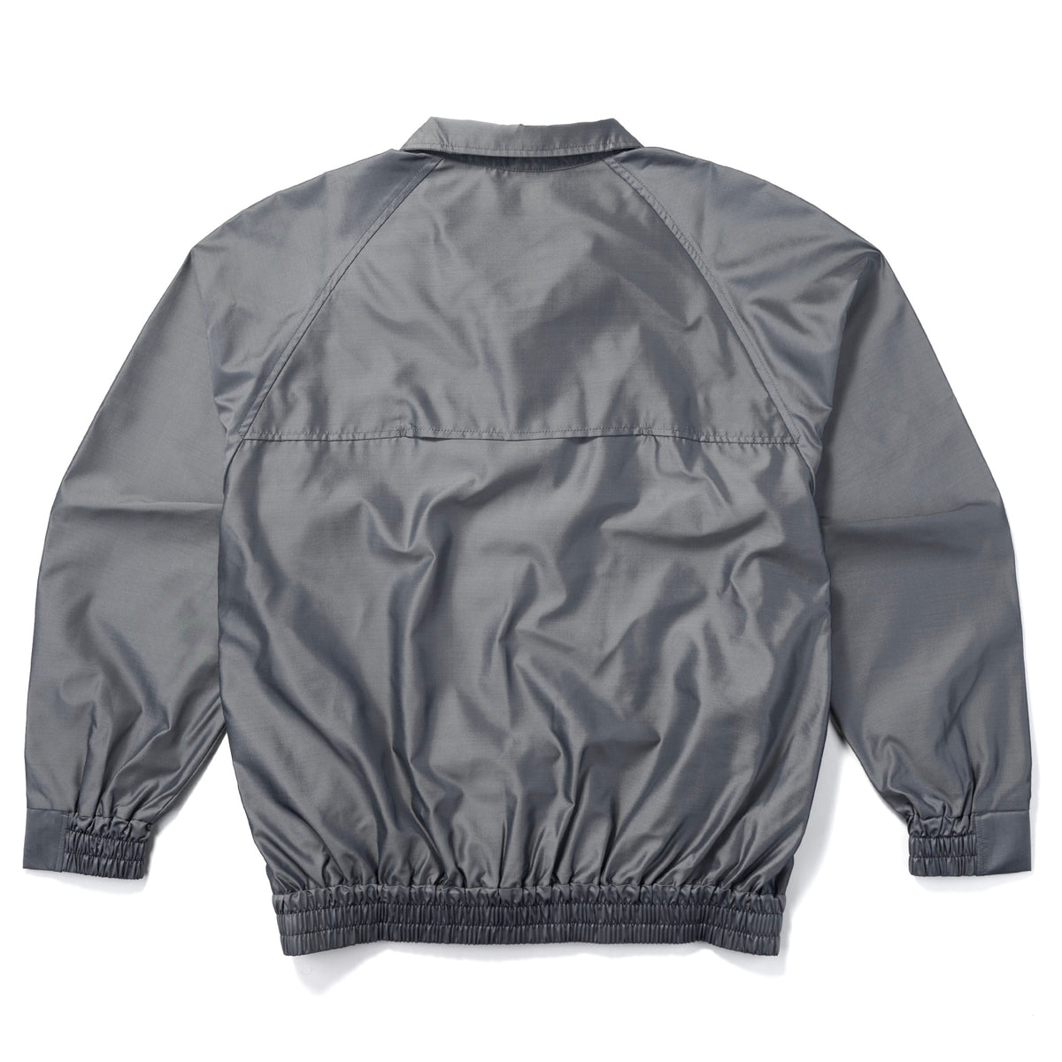 Silk & Nylon Quarter Zip Jacket in Gray, back