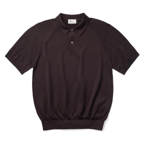 Short Sleeve Knit Polo in Brown, front