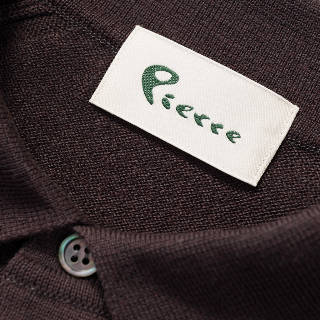 Short Sleeve Knit Polo in Brown, label