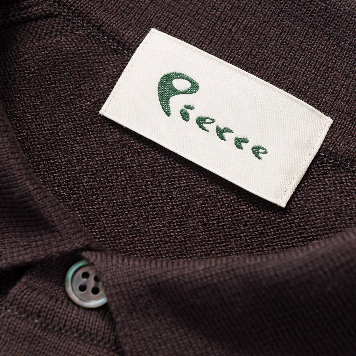 Short Sleeve Knit Polo in Brown, label