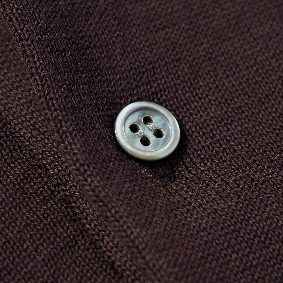 Short Sleeve Knit Polo in Brown, button detail