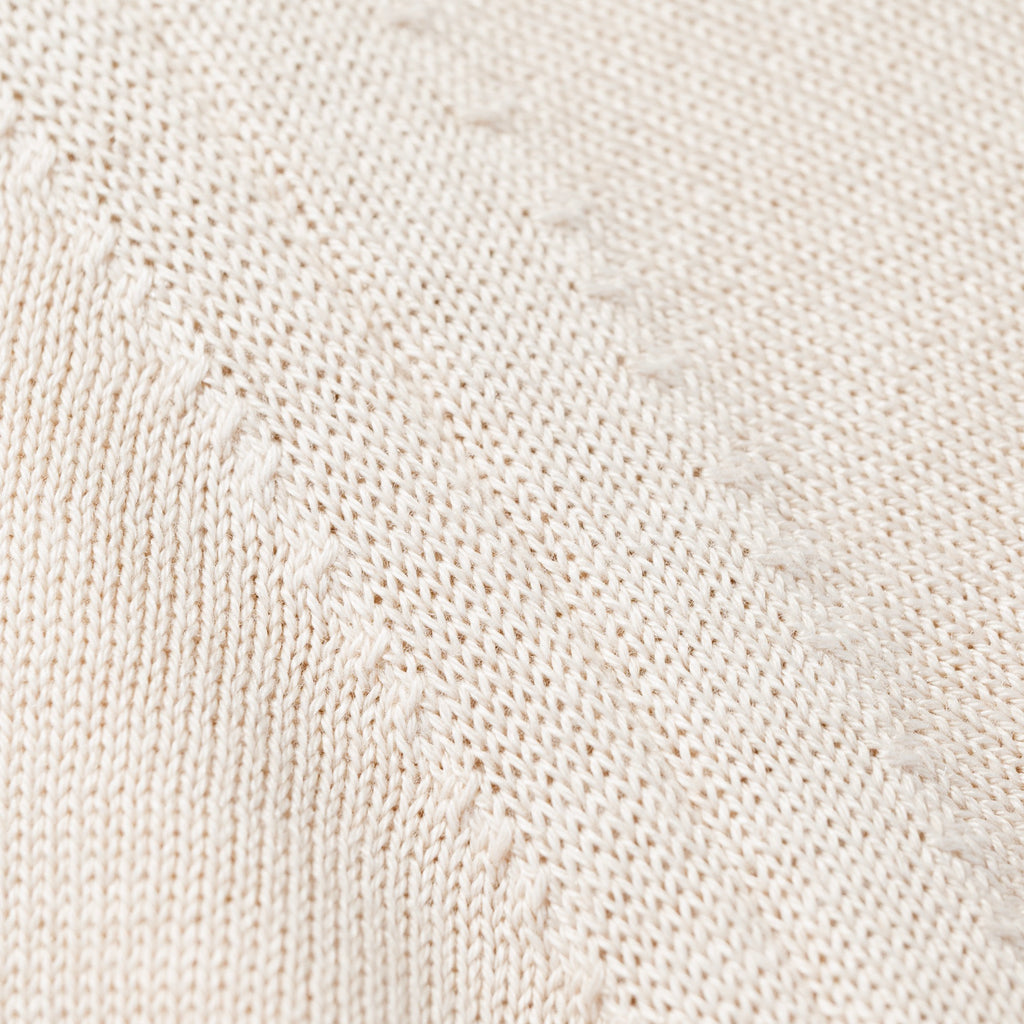 Short Sleeve Knit Polo in Cream, knit detail