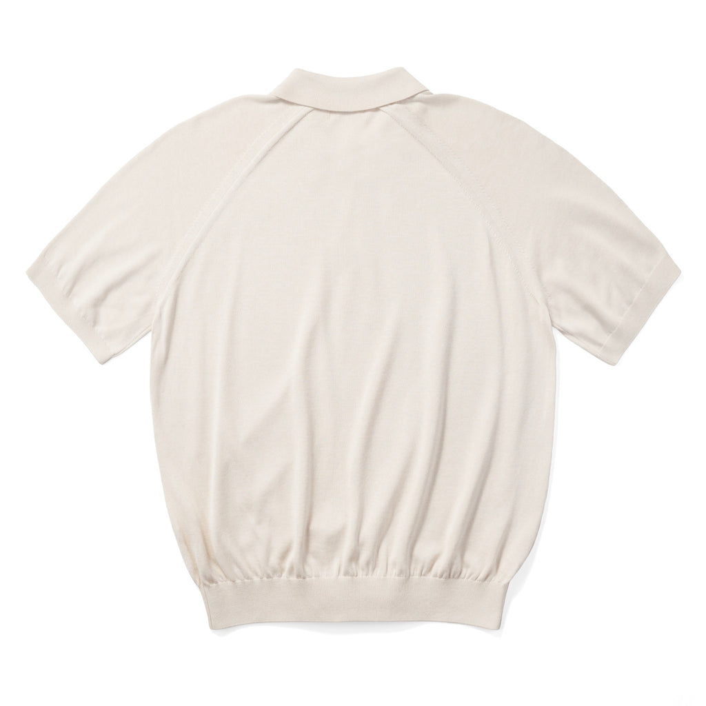 Short Sleeve Knit Polo in Cream, back