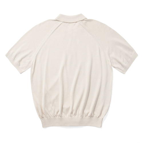 Short Sleeve Knit Polo in Cream, back