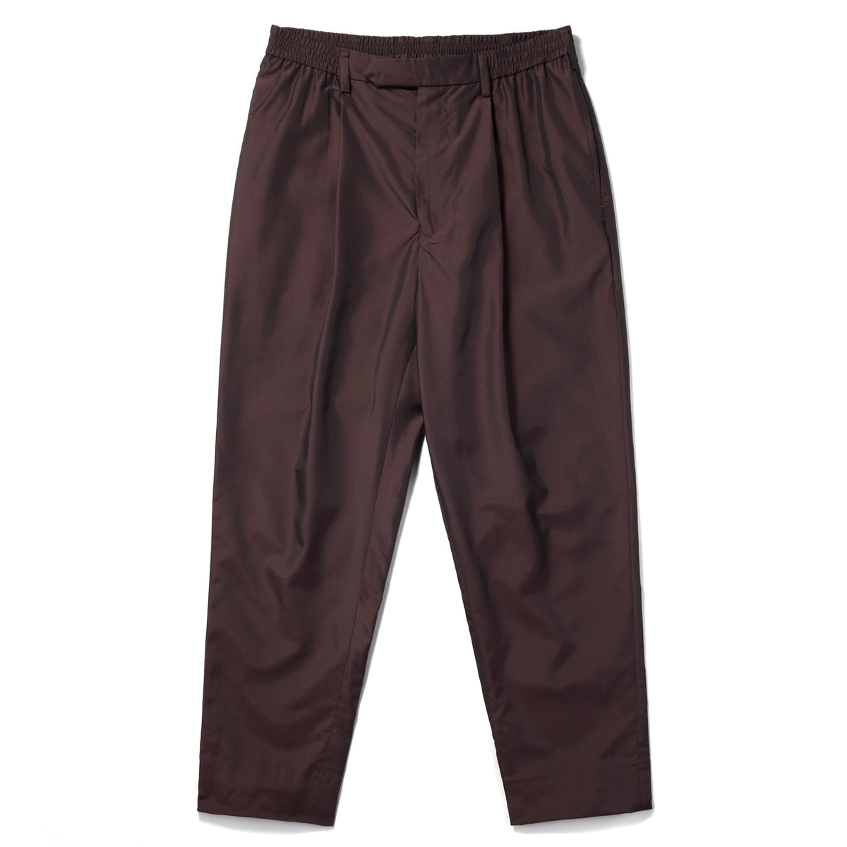 Silk & Nylon Trousers in Brown, front