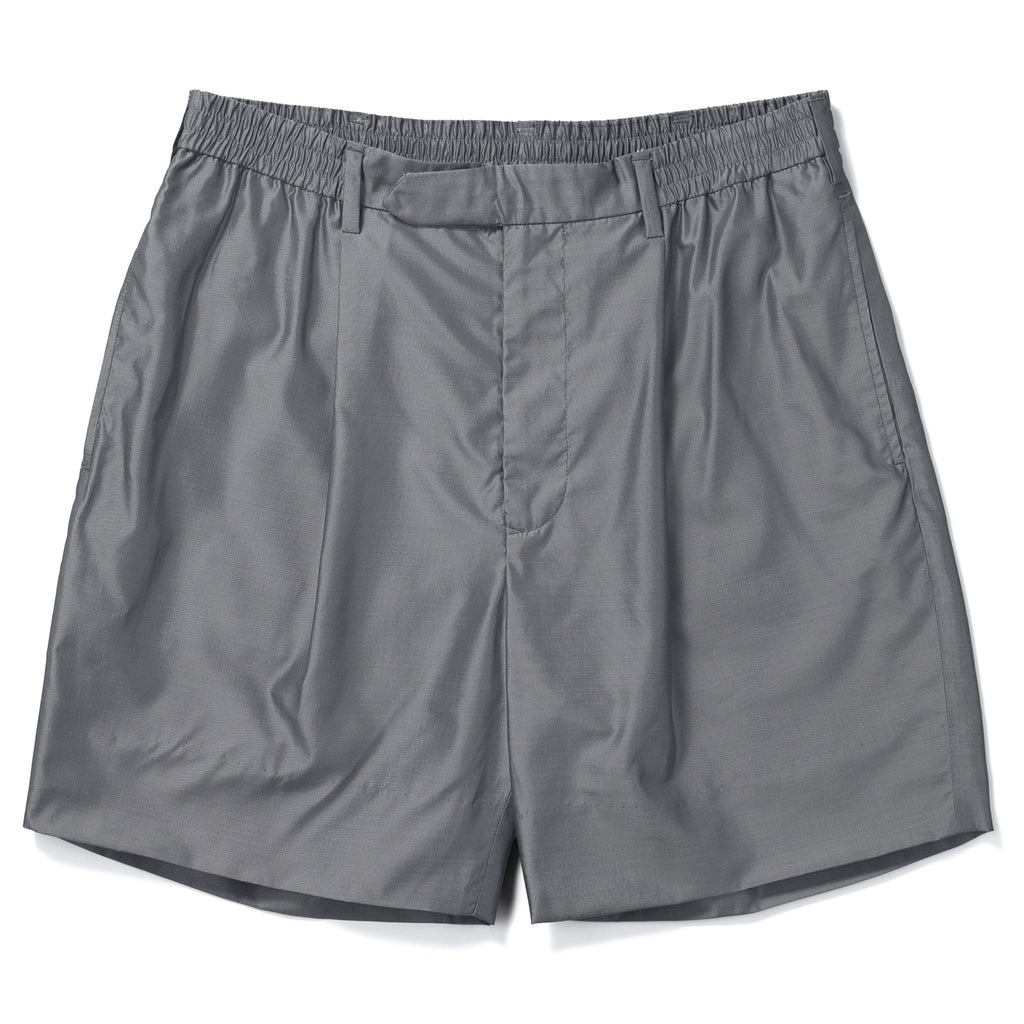 Silk & Nylon Shorts in Gray, front