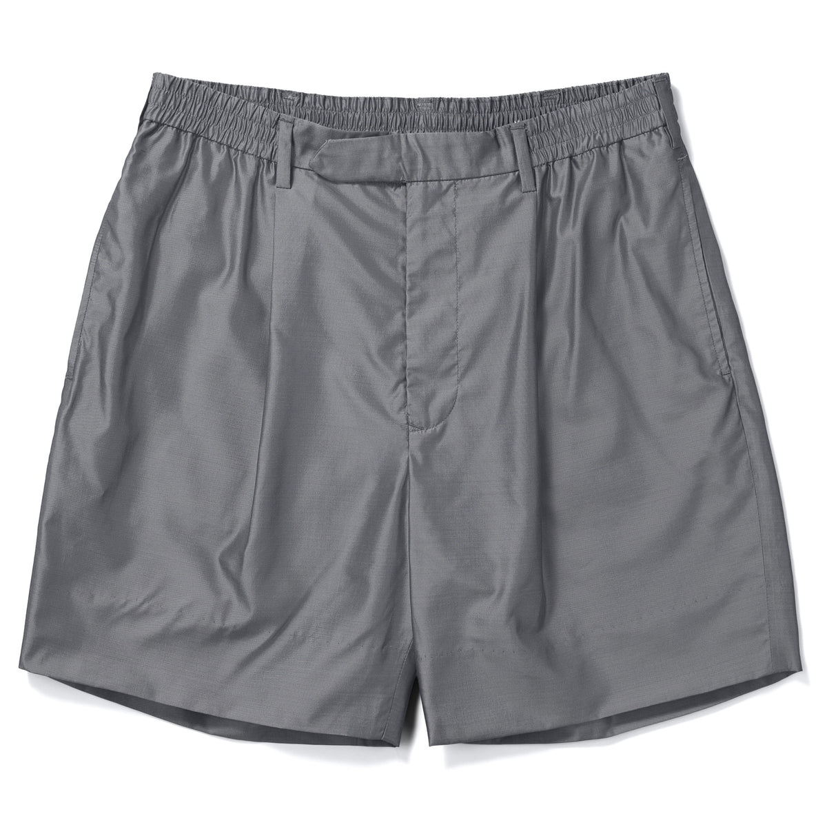 Silk & Nylon Shorts in Gray, front