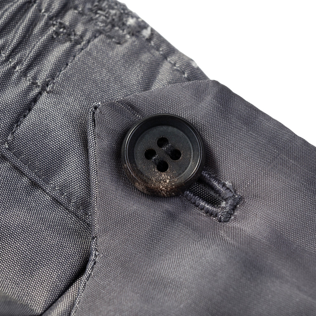 Silk & Nylon Shorts in Gray, button detail