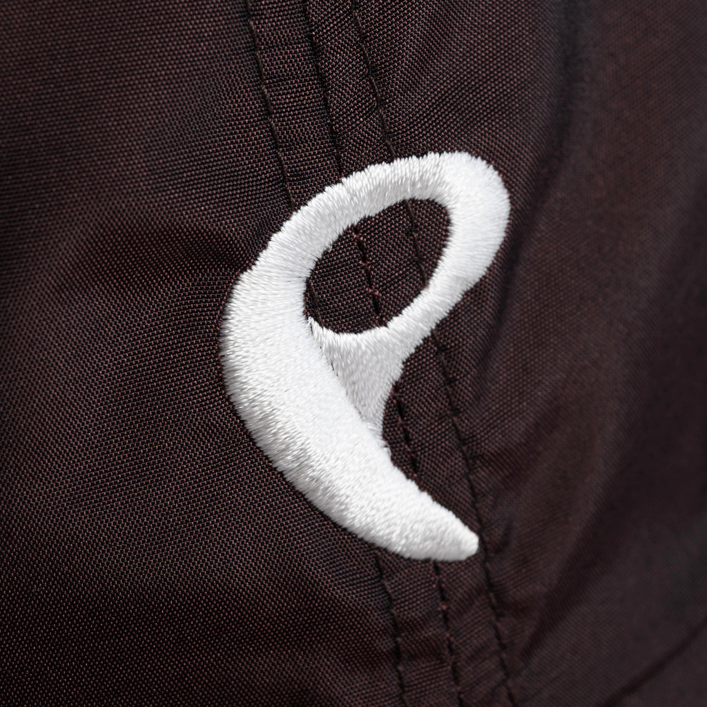 Silk & Nylon Baseball Cap in Brown, embroidered P