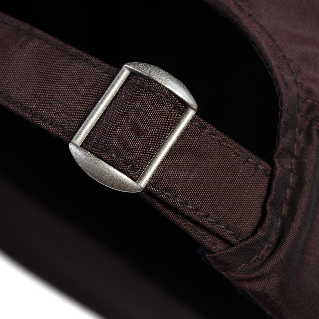 Silk & Nylon Baseball Cap in Brown, strap buckle
